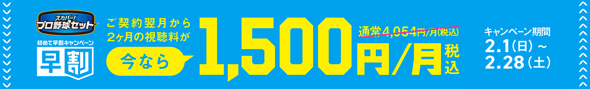 スカパー！プロ野球セット 初めて早割キャンペーン